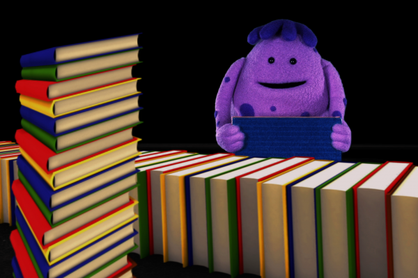 Abu reading among books