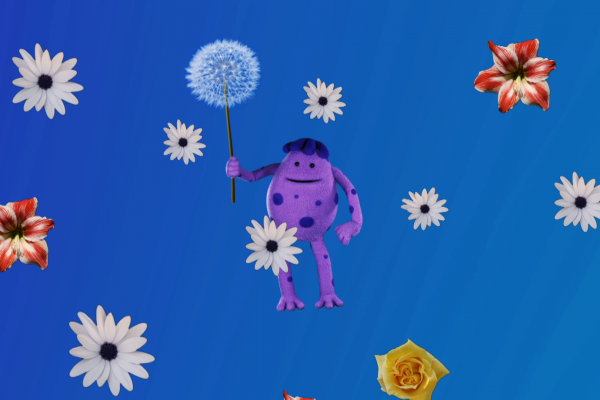 Abu among flowers